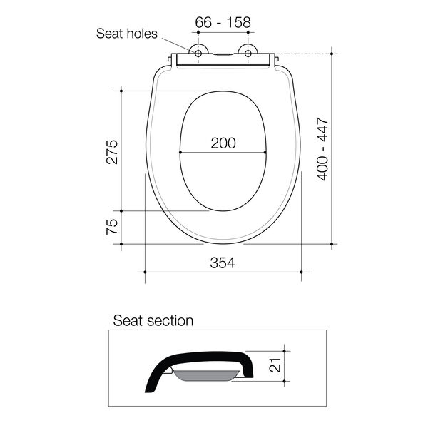 Caroma Riviere Toilet Seat (Soft Close, Blind Fix, Germgard) - Matte White