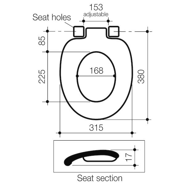 Caroma Junior Toilet Seat with GermGard - Black 301030B