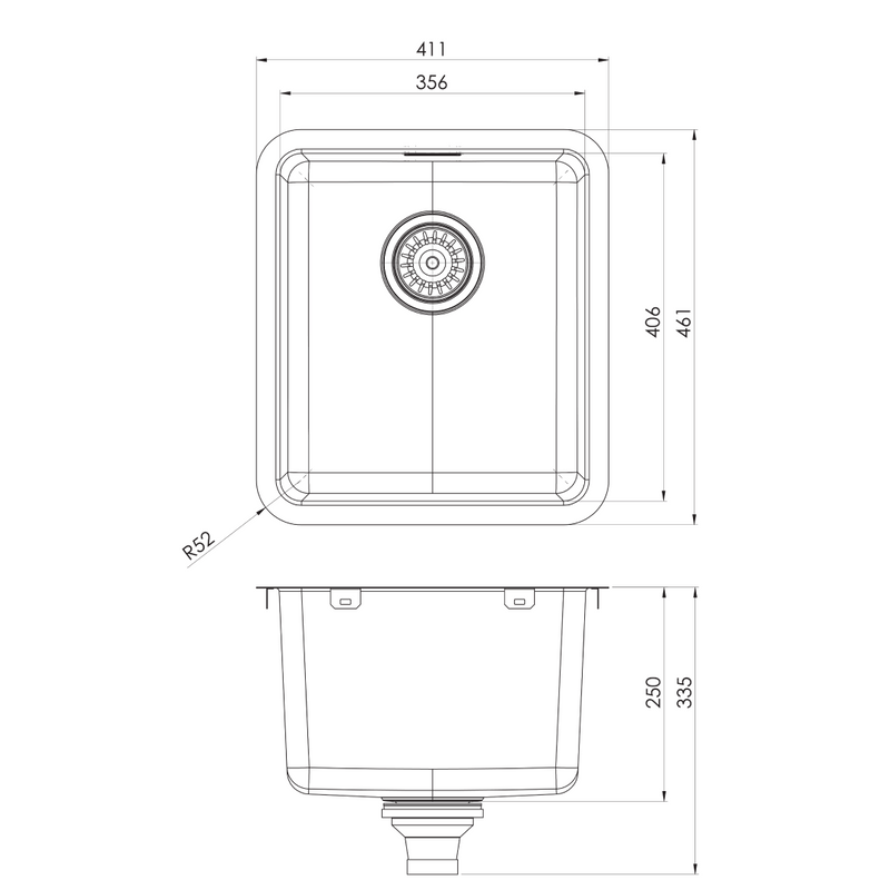 Phoenix 2000 Series Topmount/Undermount Laundry Sink w/Overflow - Stainless Steel