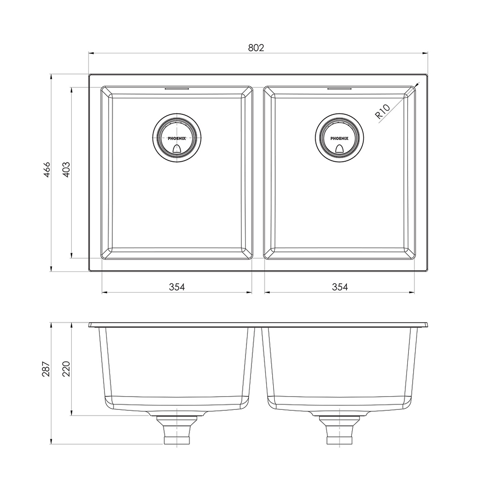 Phoenix 5000 Series Double Bowl Kitchen Sink Package - Includes Sink Mixer, Chopping Board, Roller Mat & Drainer Tray 312-2029-51