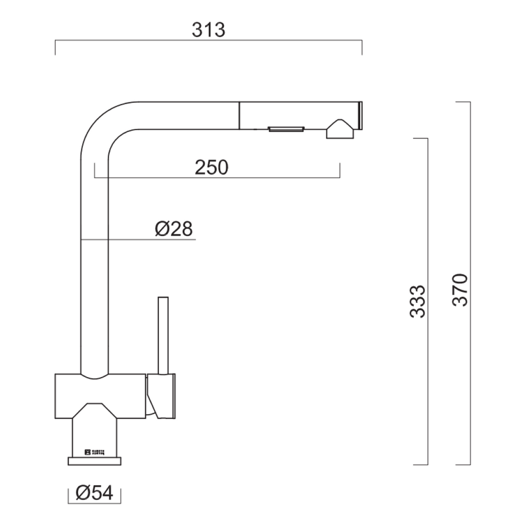 Gareth Ashton 316 Alfresco Squareneck Pull-Out Stainless Steel Sink Mixer - KTA030-316-BR