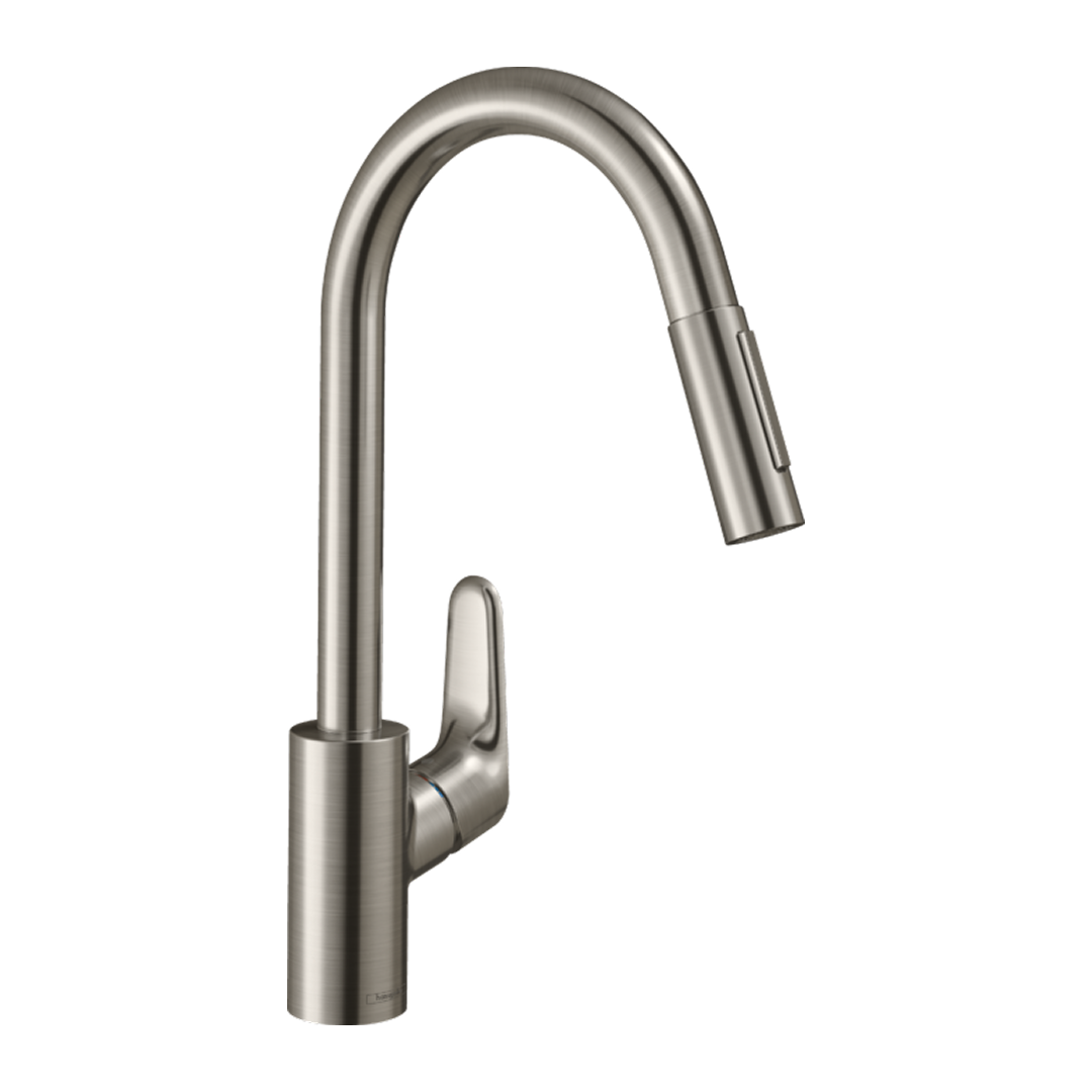 Hansgrohe Focus M41 Kitchen Mixer 240 Pull-Out Spray - Stainless Steel Optic 31815803