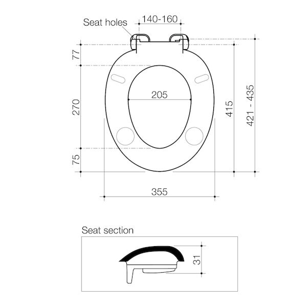 Caroma Pedigree II Single Flap Care Toilet Seat with GermGard - Anthracite Grey 320030AG
