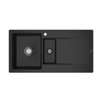 Villeroy & Boch Siluet 1000 Left Hand 1 & 1/3 Sink 1TH - Pure Black - 333701R7LTB