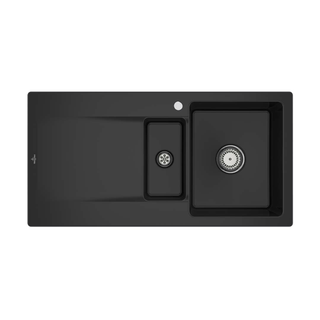 Villeroy & Boch Siluet 1000 Right Hand 1 & 1/3 Sink 1TH - Pure Black - 333701R7RTB