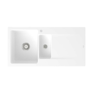 Villeroy & Boch Siluet 1000 Left Hand 1 & 1/3 Sink 1TH - Stone White - 333701RWLTB