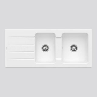 Villeroy & Boch Architectura 80 1160 1 & 3/4 Sink & Drainer - Alpine White 338010R1CB