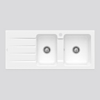 Villeroy & Boch Architectura 80 1160 1 & 3/4 Sink & Left Hand Drainer - Alpine White 1TH 338010R1RTB