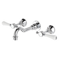 Fienza Lillian Lever Basin/Bath Wall Tap Set - Chrome with Ceramic White Handle 339102-LF