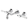 Fienza Lillian Lever Basin/Bath Wall Set - Chrome with Ceramic White Handles - 339102