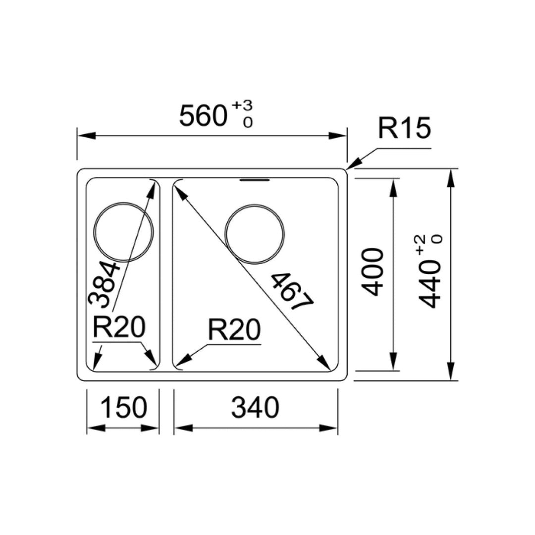 Franke Maris MRG-660/34-15FPC-SBL-MB Topmount 1 & 1/2 Bowl Sink - Matte Black (Includes Drainer) - MRG660/3415SBLMBFPC