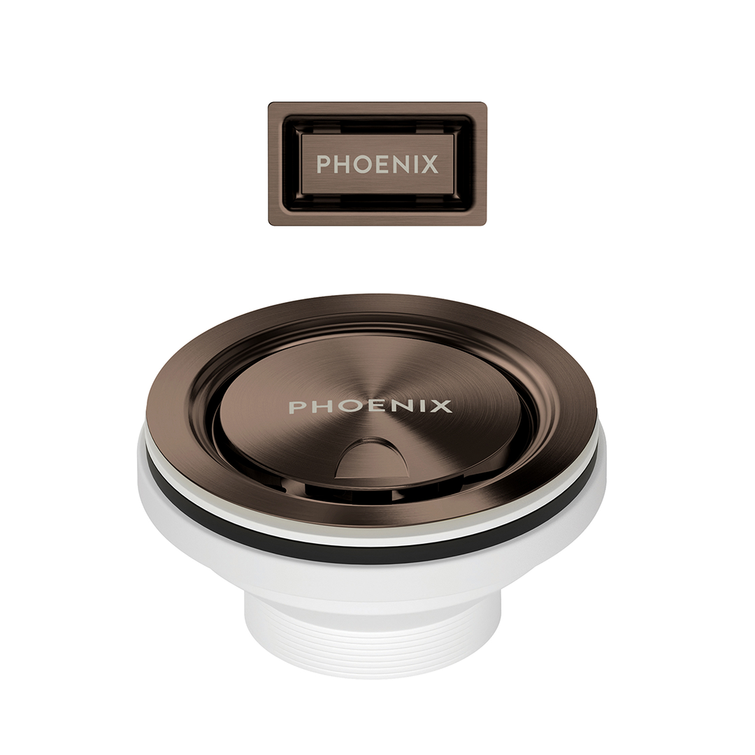 Phoenix 50mm Covered Sink Basket Waste & Overflow - Brushed Bronze