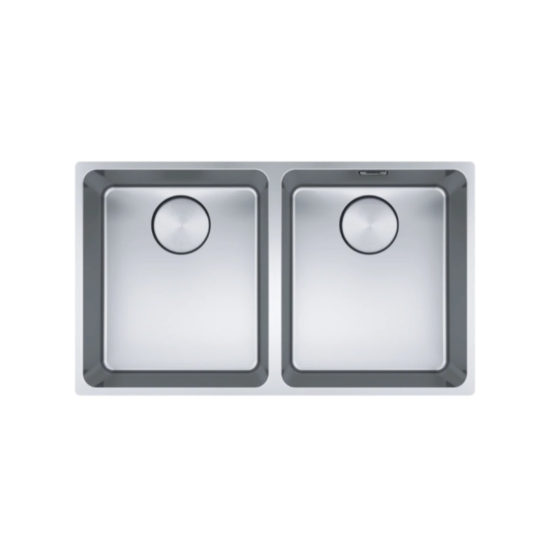 Franke Mythos MYX120-34/34FPC Double Bowl Undermount Sink - Includes Drainer, Rollamat, Remote Waste - MYX12034/34FPC