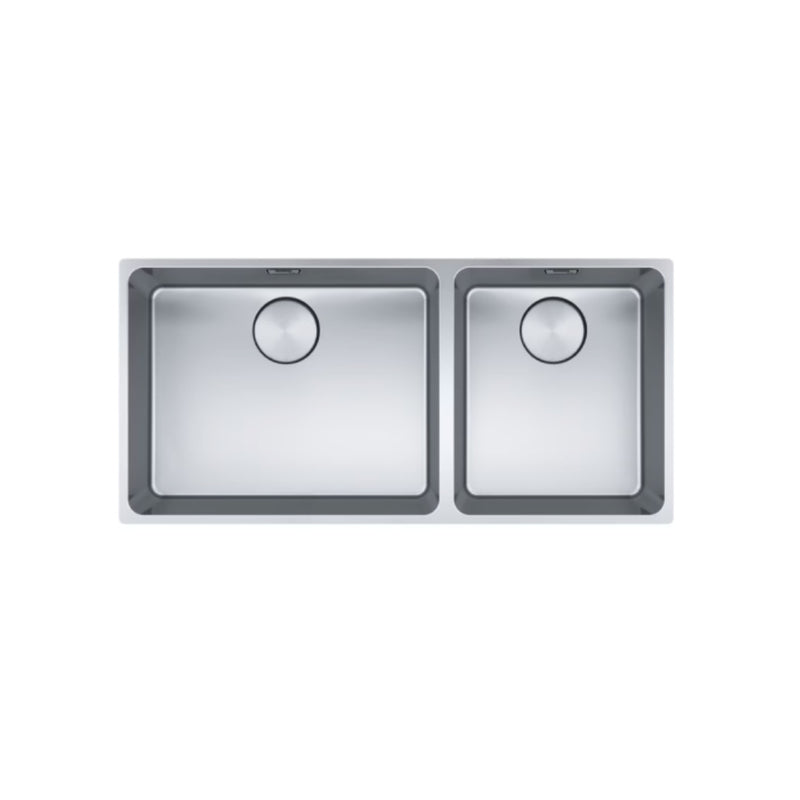 Franke Mythos MYX220-50/34FPCSBR 1 & 1/2 Bowl 3 Way Install - (Includes Extension Drainer, Rollamat & Remote Waste)