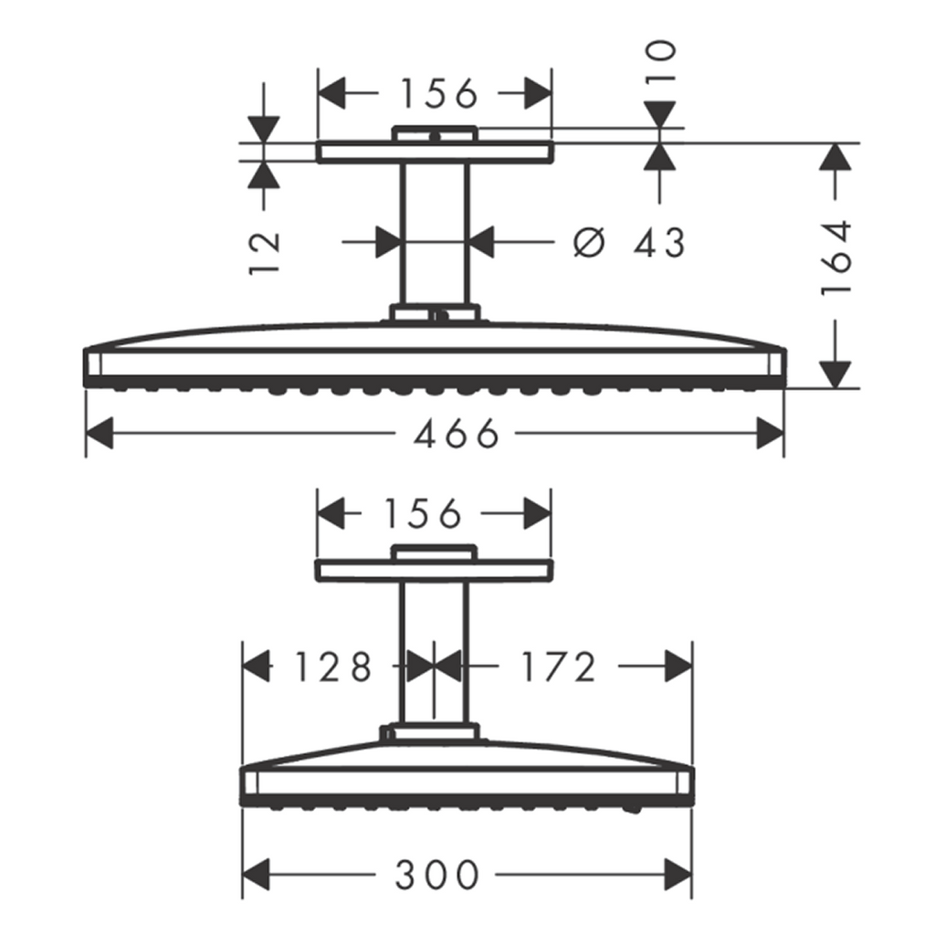 Axor 460/300 3Jet Overhead Shower with Ceiling Connection - Chrome 35281007