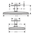 Axor 460/300 3Jet Overhead Shower with Ceiling Connection - Chrome 35281007