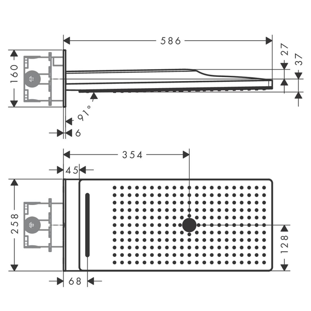 Axor ShowerSolutions 250/580 3jet Wall Mounted Overhead Shower - Chrome 35283007