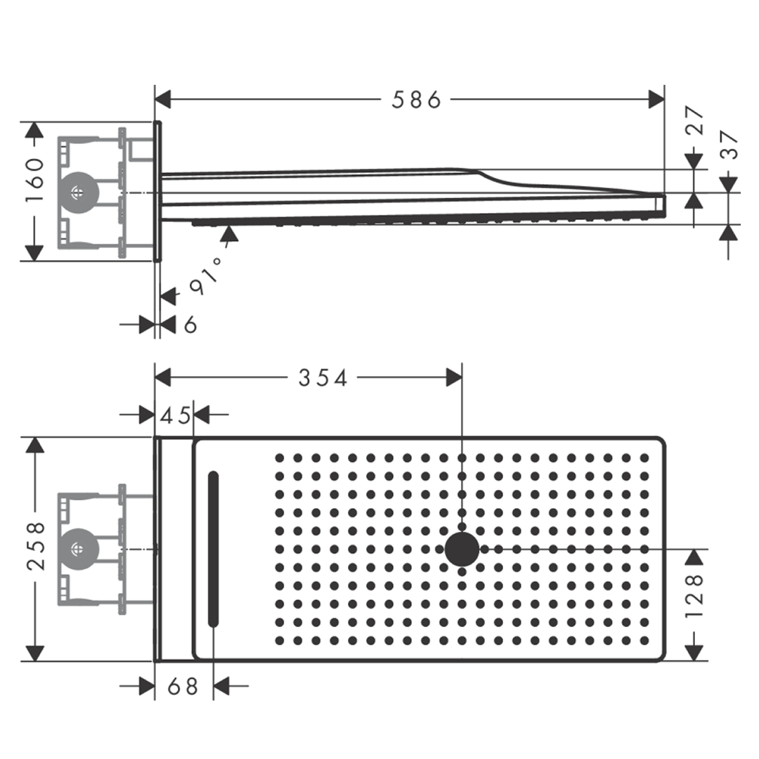 Axor ShowerSolutions 250/580 3jet Wall Mounted Overhead Shower - Chrome 35283007