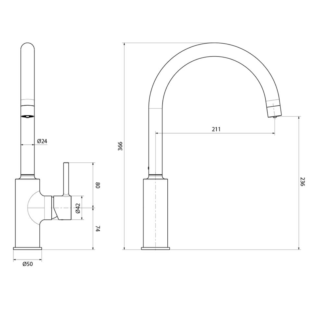 Villeroy & Boch Vita Pure Filtered Kitchen Mixer - LF Gun Metal - 3789090B