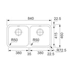 Franke Bell BCX220-38/38 Double Bowl Sink - Stainless Steel - BCX22038/38