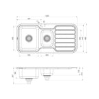 Phoenix 1000 Series 1 & 1/3 Left Hand Bowl Sink 1TH - Stainless Steel - 300-4111-50