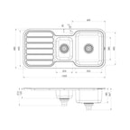 Phoenix 1000 Series 1 & 1/3 Sink & Drainer 1TH - Stainless Steel - 300-4211-50