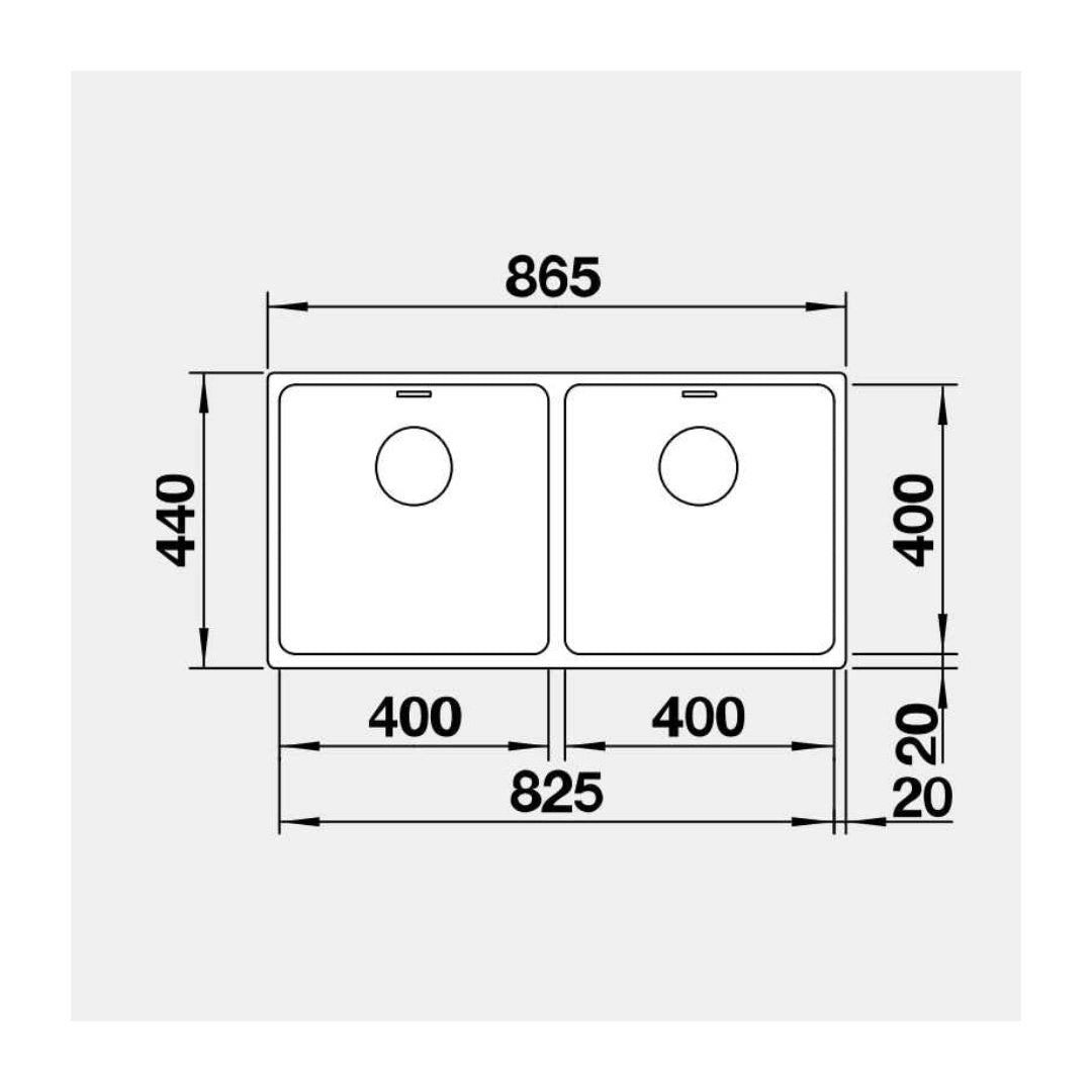 Blanco Andano 400-400U Double Bowl Undermount Sink ANDANO400/400UK5 - 526894