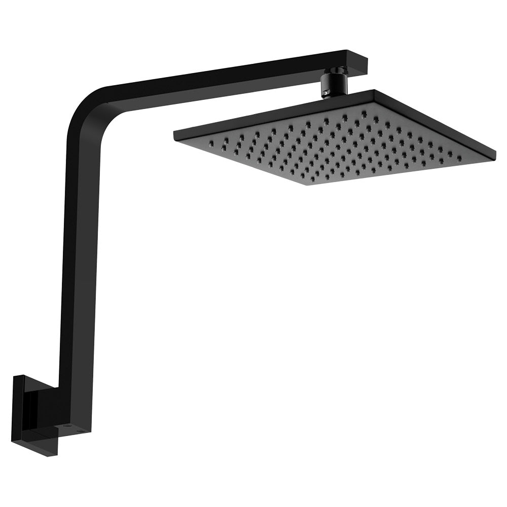 Fienza Hustle Square Gooseneck Shower Arm Set, Matte Black - 411101B-A