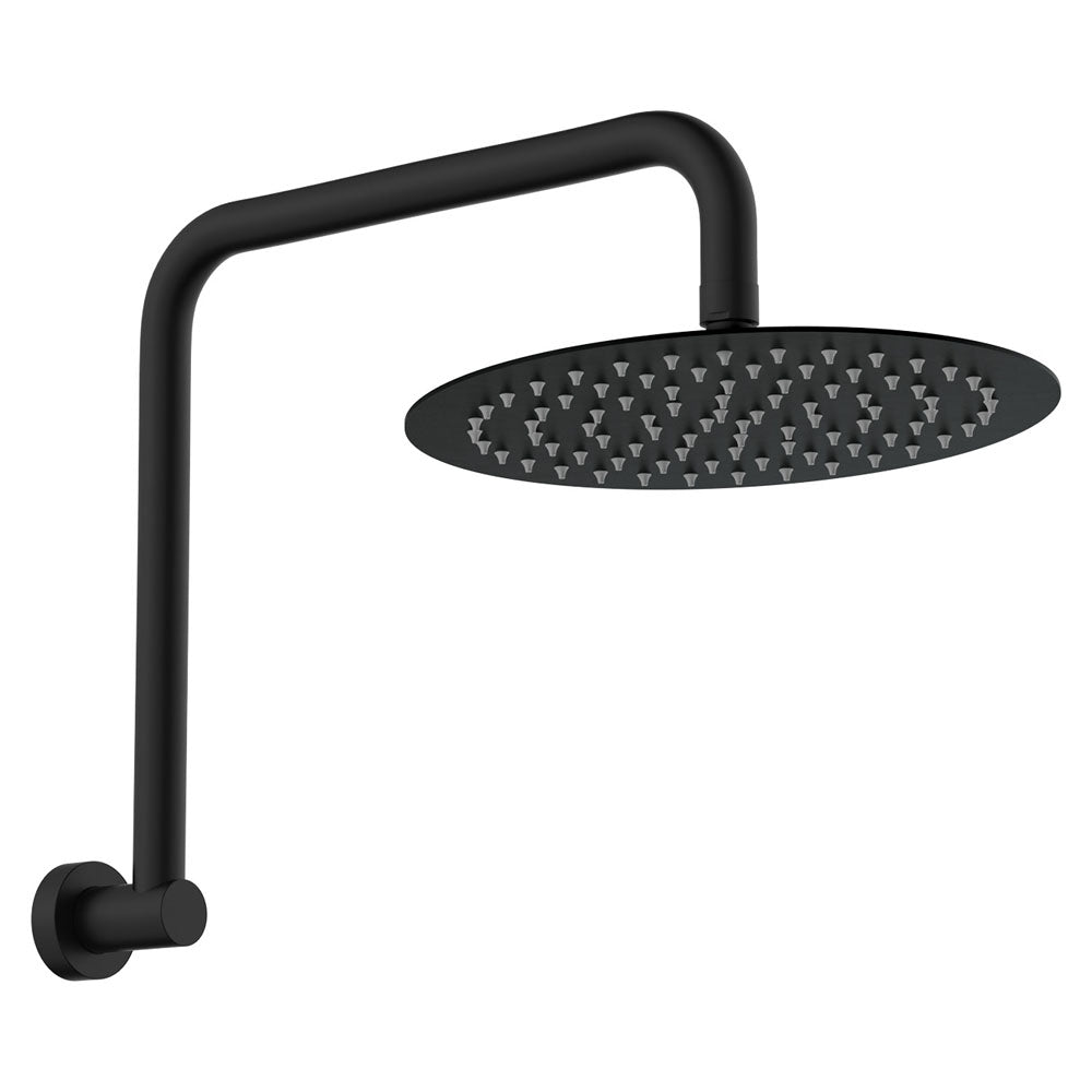 Fienza Kaya Gooseneck Shower Arm Set, Matte Black - 411125B-A