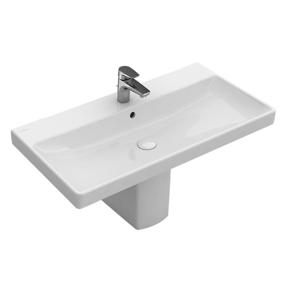 Villeroy & Boch Avento 800 Wall Hung Pedestal Basin with Overflow (1 Tap Hole) - Alpine White 41568001PB
