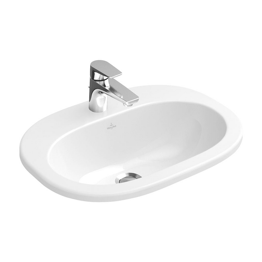 Villeroy & Boch O.Novo 560 Inset Basin 1 Tap Hole with Overflow - Alpine White 41615601