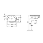 Villeroy & Boch O.Novo 560 Inset Basin 1 Tap Hole with Overflow - Alpine White 41615601