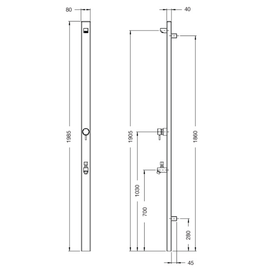 Rainware Suncoast Hot & Cold Wall Mounted Shower w/Cold Footwash - 316 Stainless Steel - 4301-Suncoast