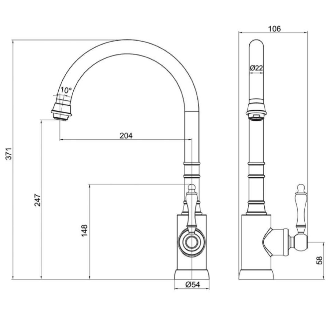 Villeroy & Boch Avia 2.0 Kitchen Mixer - Ceramic/Brushed Nickel - 5429080B