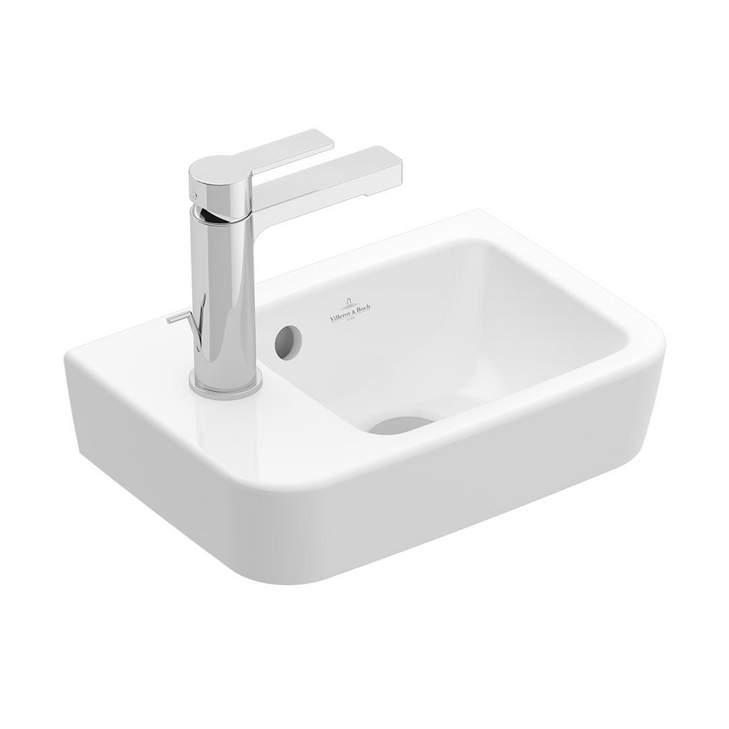 Villeroy & Boch O.Novo 2.0 360 Handwash Wall Hung Basin 1 Taphole (Includes Overflow) Right Hand Bowl - Alpine White 43433601CB
