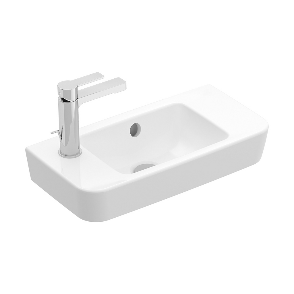 Villeroy & Boch O.Novo 2.0 500 Handwash Wall Hung Basin Includes Overflow Left Hand 1 Tap Hole - Alpine White 43425201LB