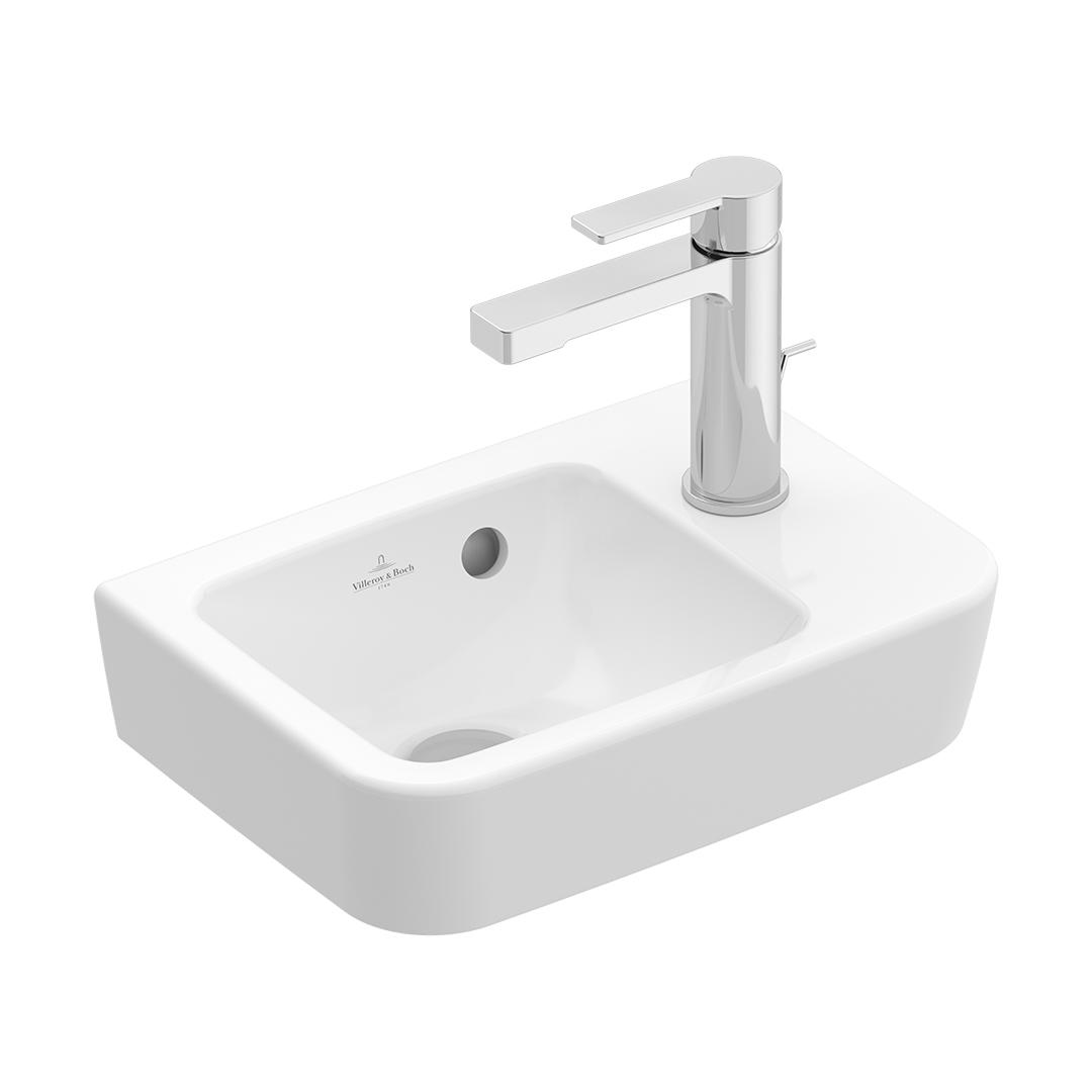 Villeroy & Boch O.Novo 2.0 360 Handwash Wall Hung Basin 1 Taphole (Includes Overflow) Left Hand Bowl - Alpine White 43423601CB