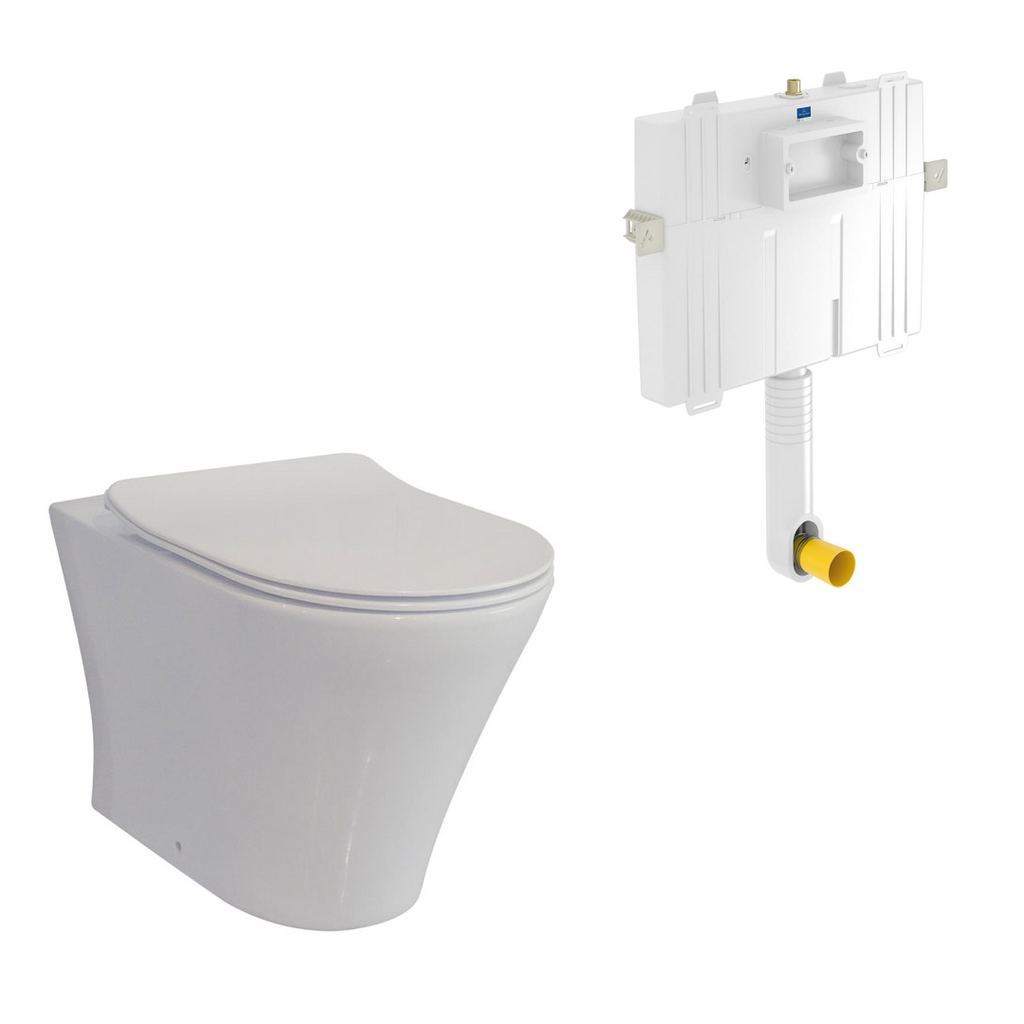Villeroy & Boch O.Novo 2.0 S-Trap DirectFlush Wall Faced Toilet incl/Slim Seat & VB Cistern Package - E100 White Button - 4624R101L4DB + 92233300 + 92248568