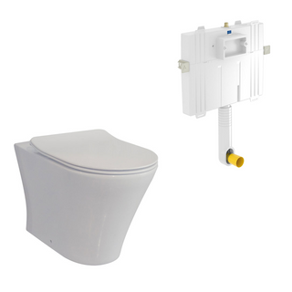 Villeroy & Boch O.Novo 2.0 S-Trap DirectFlush Wall Faced Toilet incl/Slim Seat & VB Cistern - No Flush Plate (Pan & Cistern Only - 4624R101L4DB + 92233300