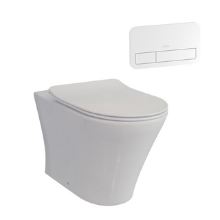 Villeroy & Boch O.Novo 2.0 S-Trap DirectFlush Wall Faced Toilet incl/Slim Seat & VB Cistern Package - E200 White Button - 4624R101L4DB + 92233300 + 92249068