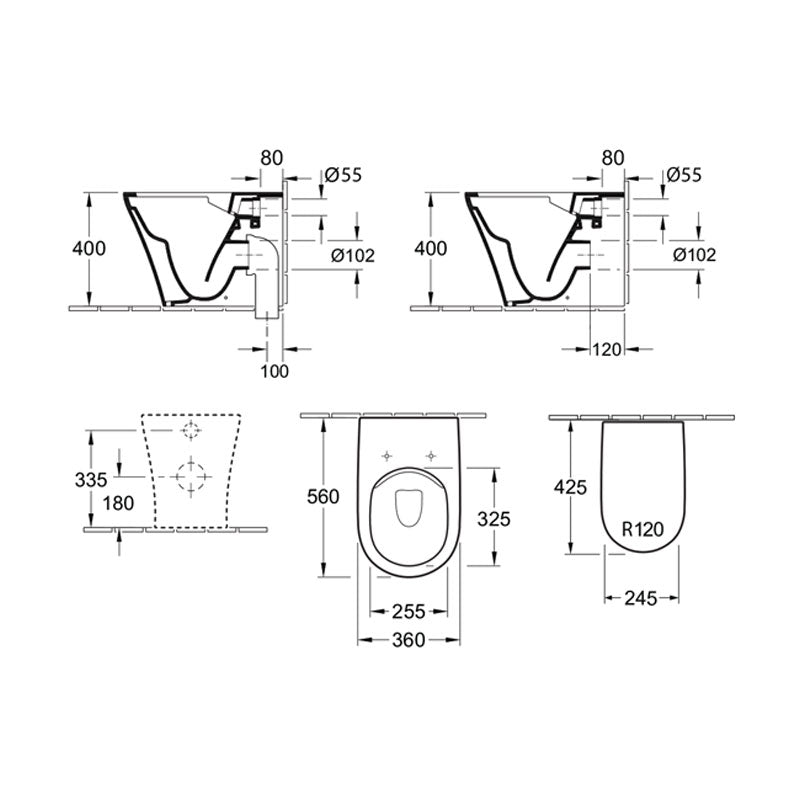 Villeroy & Boch O.Novo 2.0 Wall Faced w/ Slim Seat Specification