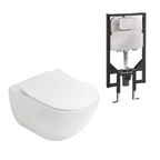 Villeroy & Boch Subway 3.0 Wall Hung Slim Seat Argent Plate Toilet Package - No Flush Plate (Pan & Cistern Only) Button - 4670T001L4B + IN48905