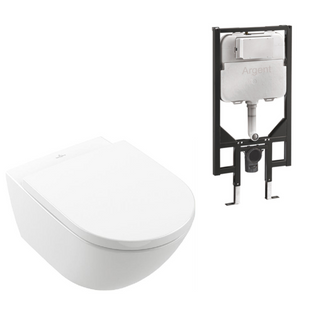 Villeroy & Boch Subway 3.0 Wall Hung Toilet incl/Argent 80 Cistern & Argent Plate - No Flush Plate (Pan & Cistern Only) - 4670T001S4B + IN48905