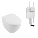 Villeroy & Boch Subway 3.0 Wall Faced Twistflush w/ Slim Seat Argent Plate Toilet Package - No Flush Plate (Pan & Cistern Only) - 4671T101L4B + IN38905