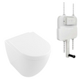 Villeroy & Boch Subway 3.0 Wall Faced Twistflush Argent Plate Toilet Package - No Flush Plate (Pan & Cistern Only) Button - 4671T101S4B + IN38905