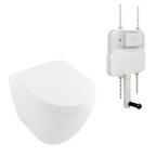 Villeroy & Boch Subway 3.0 Wall Faced Twistflush Argent Plate Toilet Package - No Flush Plate (Pan & Cistern Only) Button - 4671T101S4B + IN38905