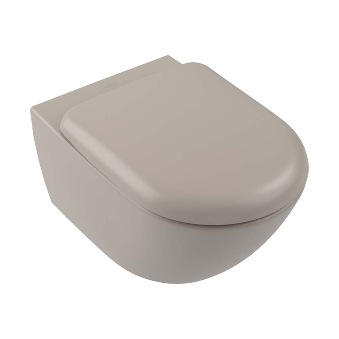 Villeroy & Boch Antao Rimless Wall Hung CeramicPlus Toilet - Almond - 4674T0AMS4B