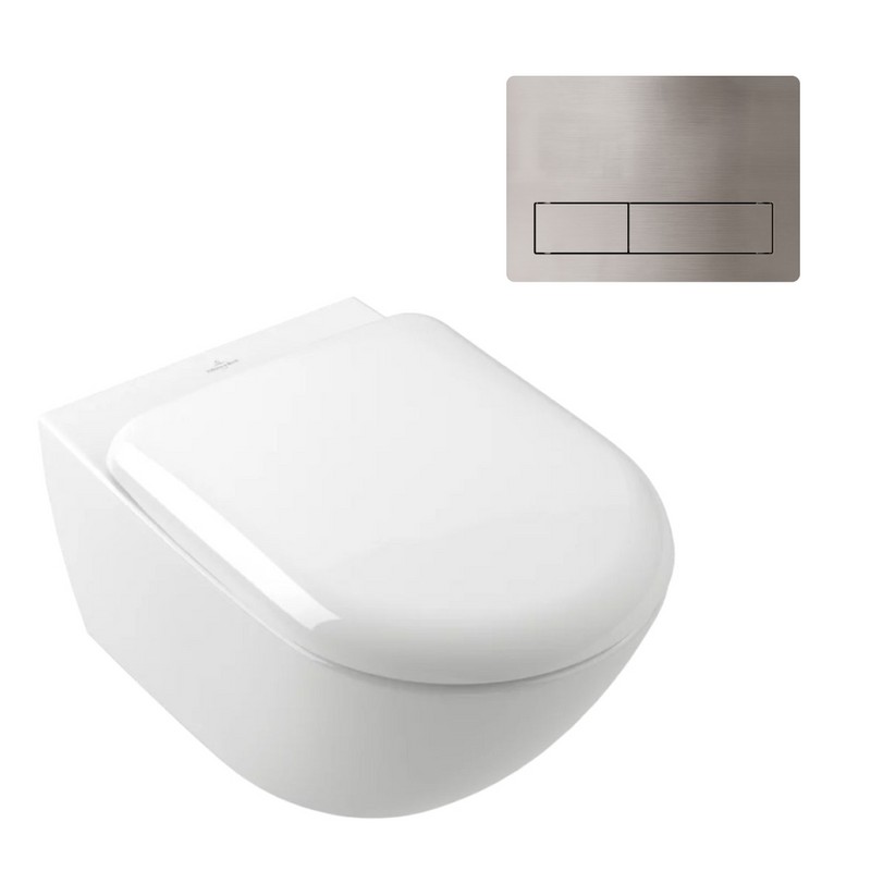 Villeroy & Boch Antao Rimless Wall Hung CeramicPlus Toilet Package - White Alpine