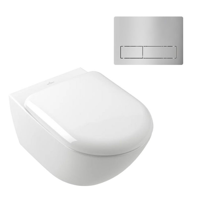 Villeroy & Boch Antao Rimless Wall Hung CeramicPlus Toilet Package - White Alpine