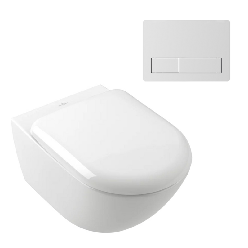 Villeroy & Boch Antao Rimless Wall Hung CeramicPlus Toilet Package - White Alpine